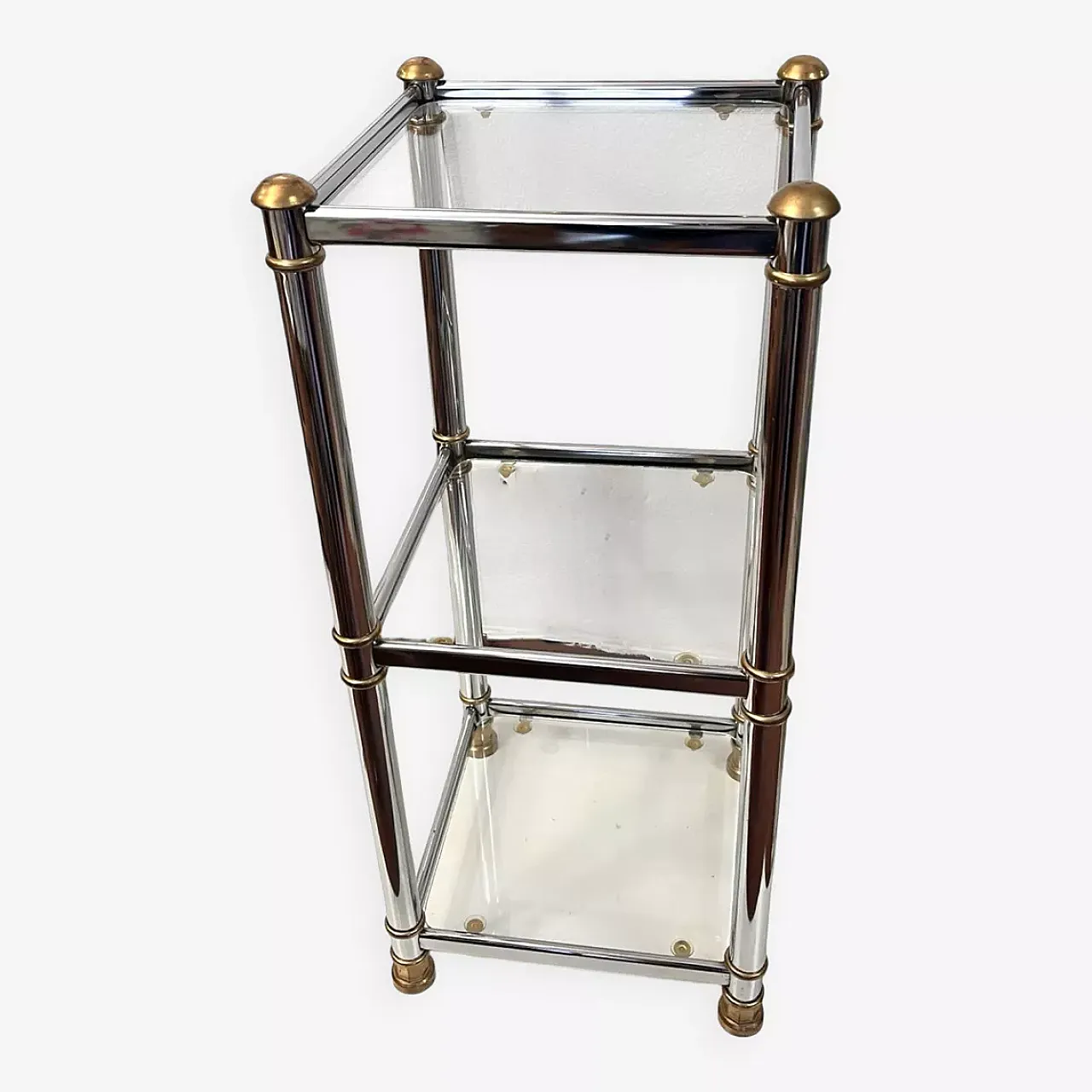 Glass and chrome-plated metal table and shelf by Signal, 1990s 1