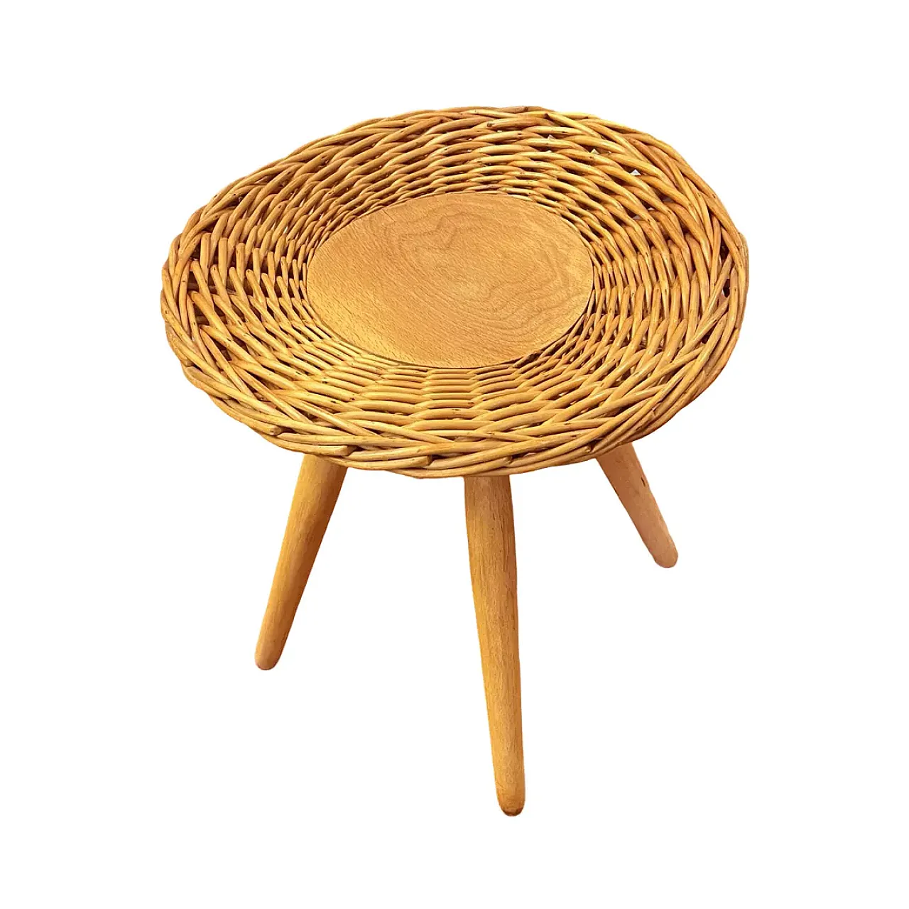 Rattan stool by J. Kalous for Úluv, 1960s 2