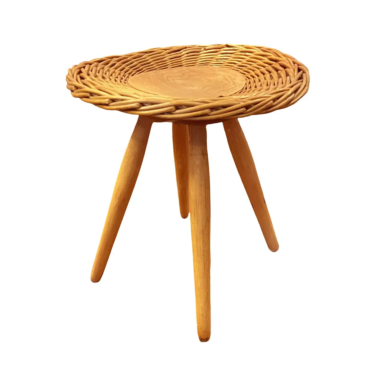 Rattan stool by J. Kalous for Úluv, 1960s 3