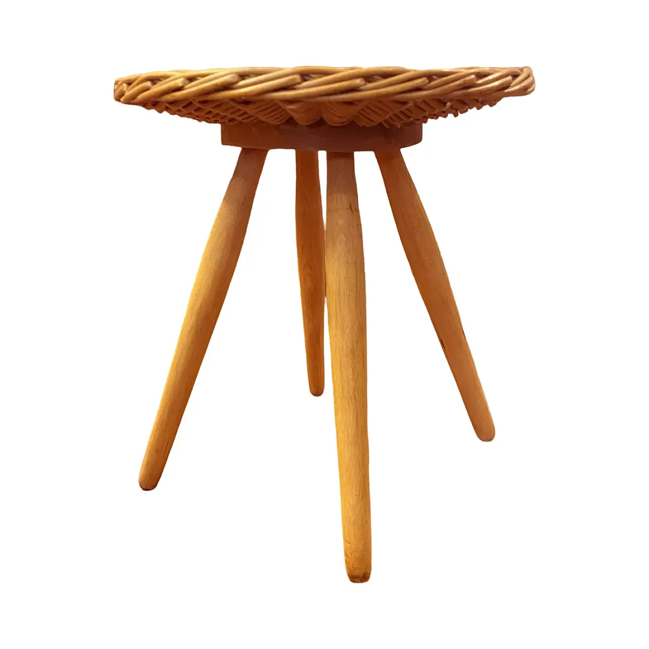 Rattan stool by J. Kalous for Úluv, 1960s 4