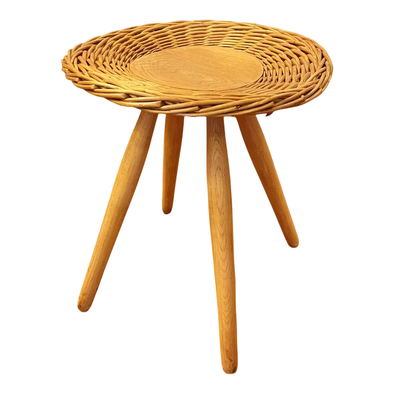 Rattan stool by J. Kalous for Úluv, 1960s 6