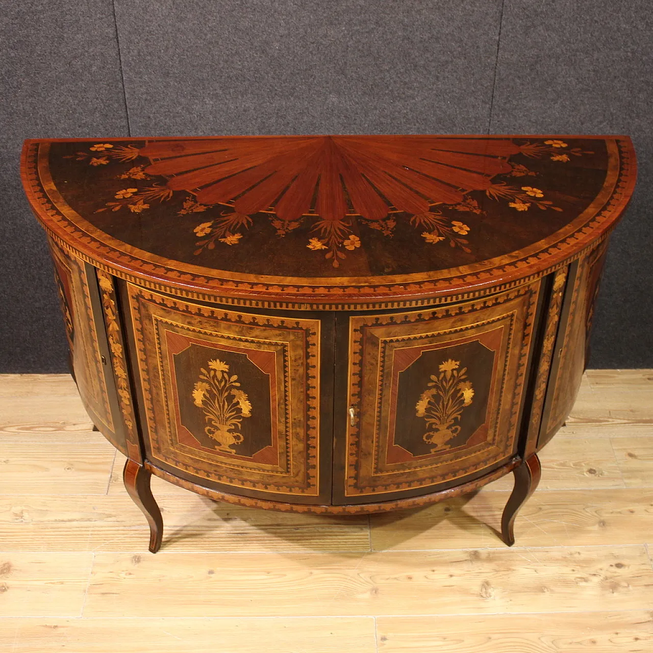 Inlaid demi lune sideboard, 20th century 3