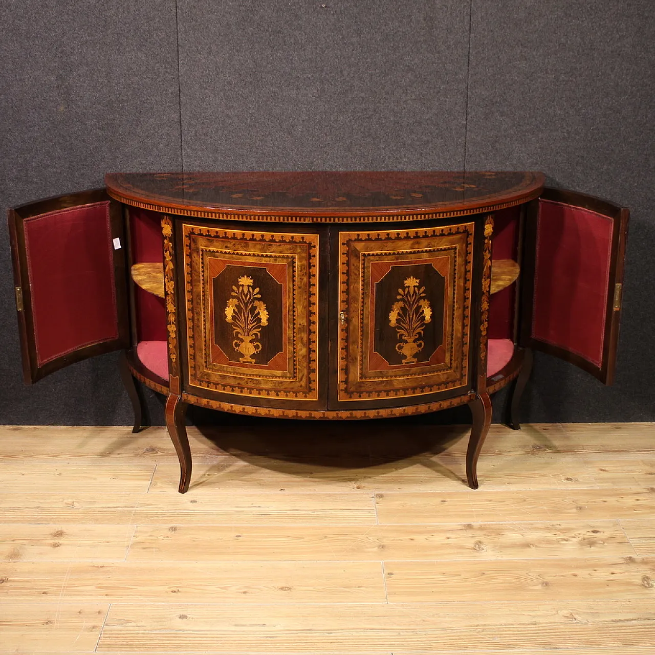 Inlaid demi lune sideboard, 20th century 4