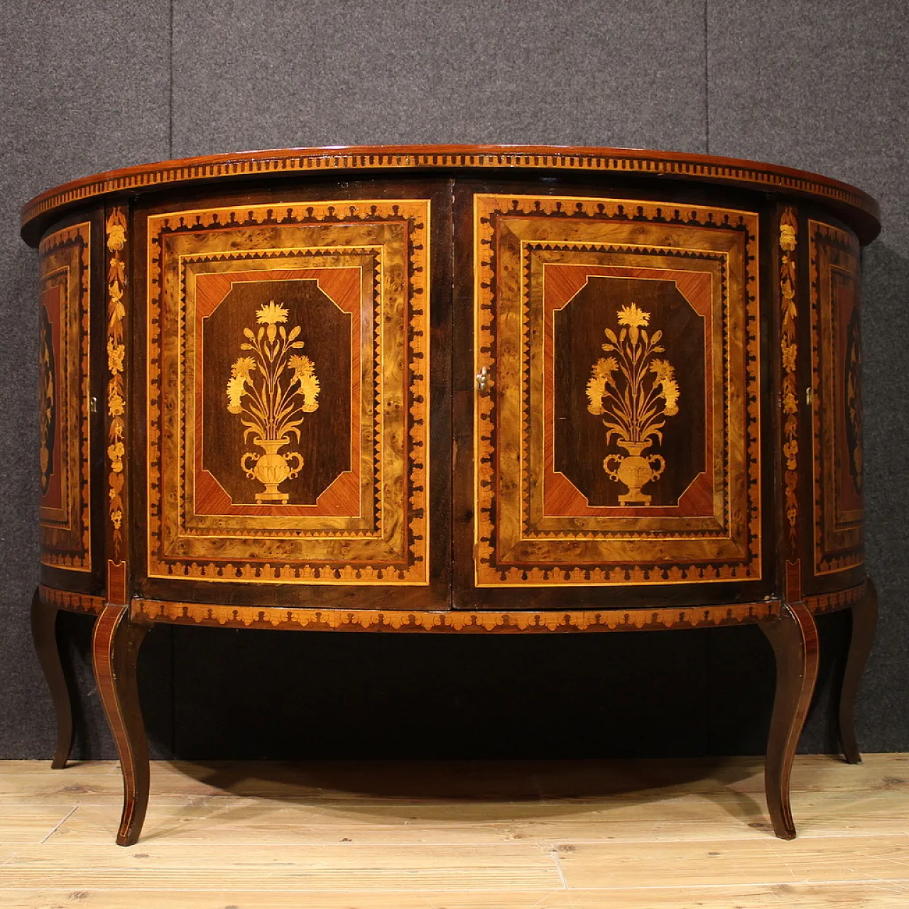 Inlaid demi lune sideboard, 20th century 5