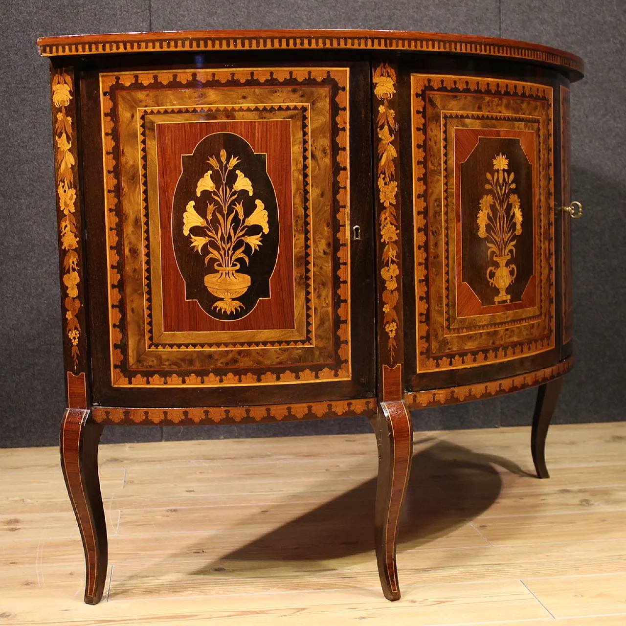 Inlaid demi lune sideboard, 20th century 9