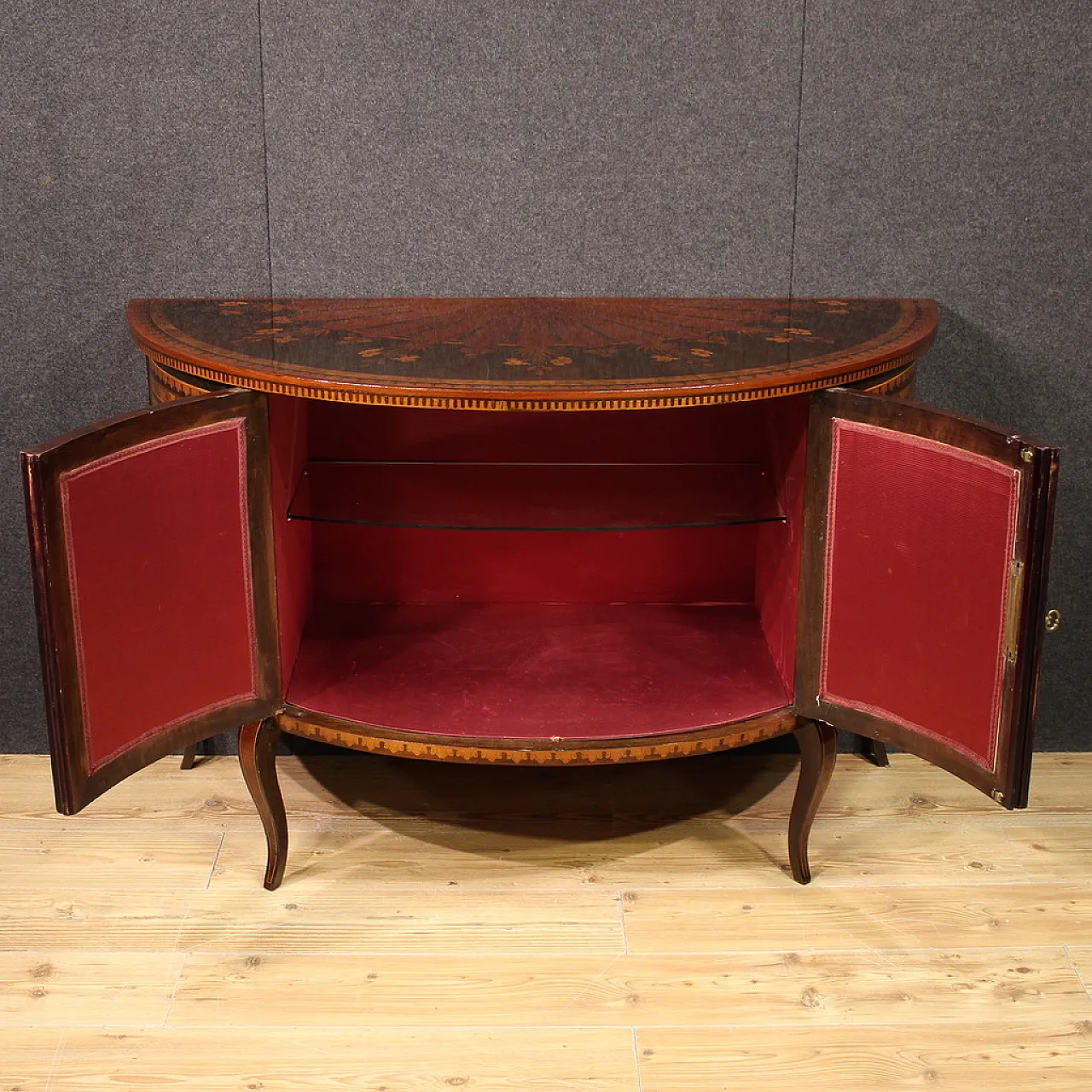 Inlaid demi lune sideboard, 20th century 10