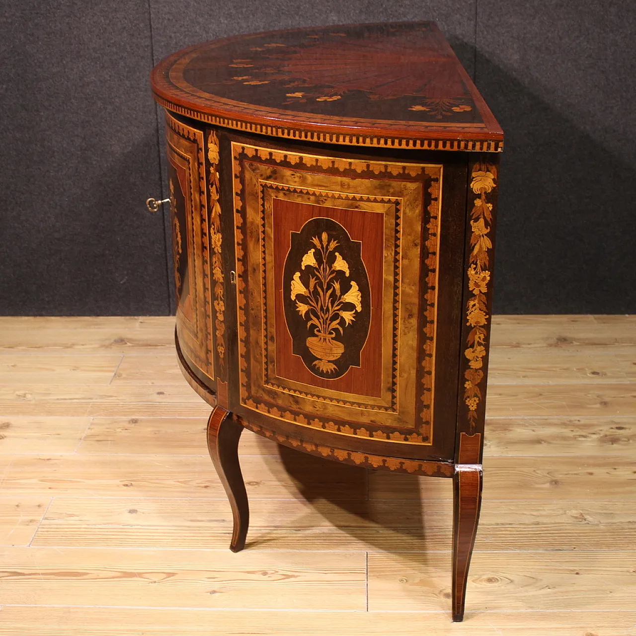 Inlaid demi lune sideboard, 20th century 11
