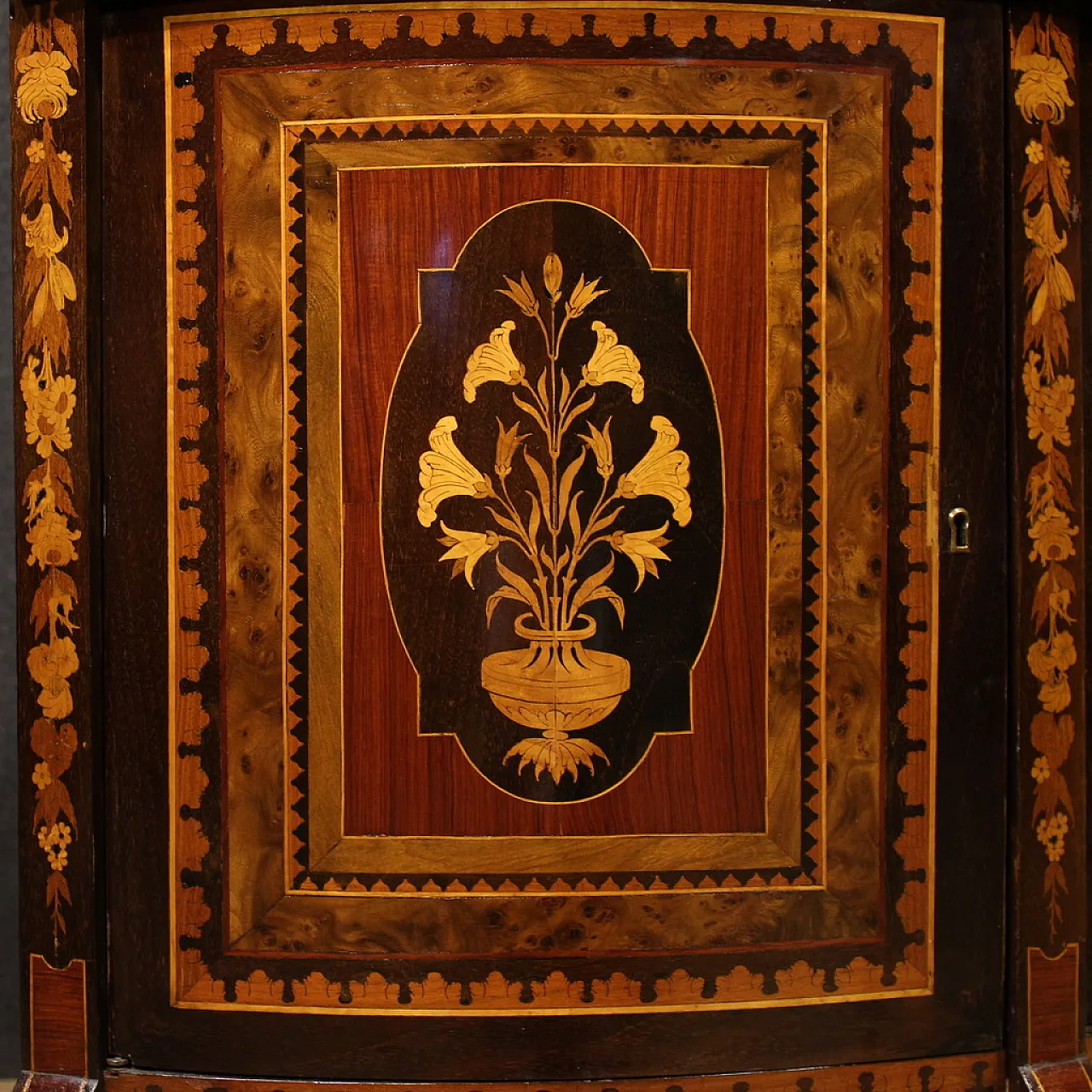 Inlaid demi lune sideboard, 20th century 12