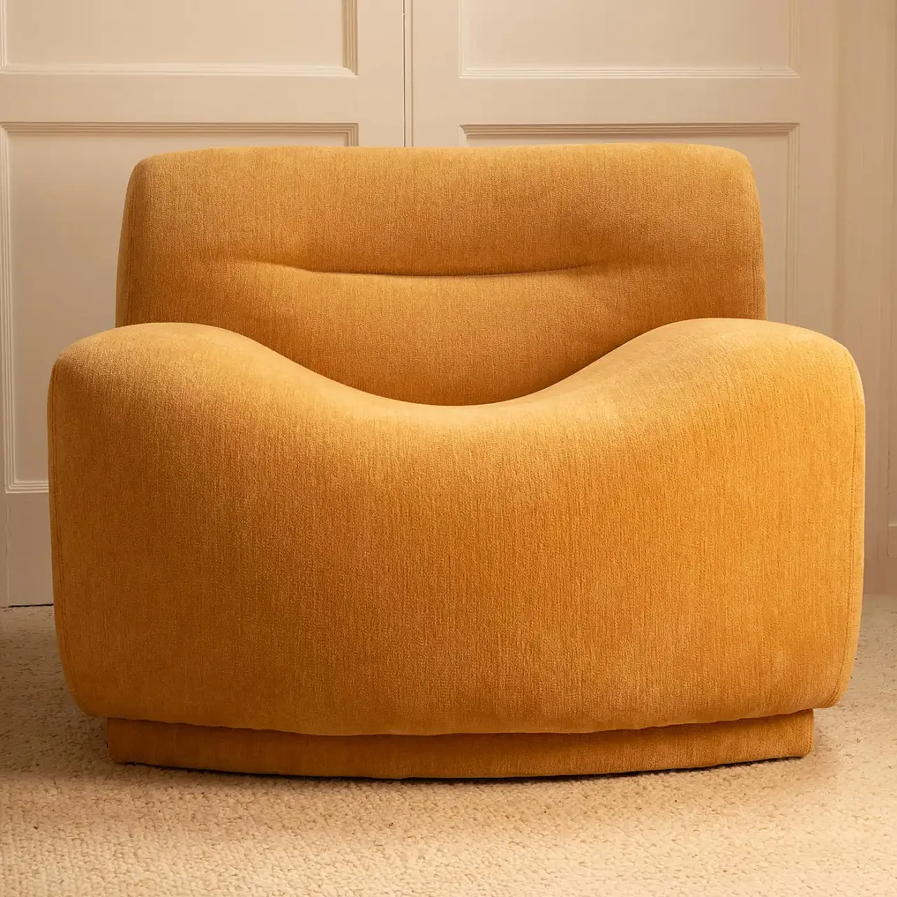 Pair of wavy fabric armchairs, 1970s 7