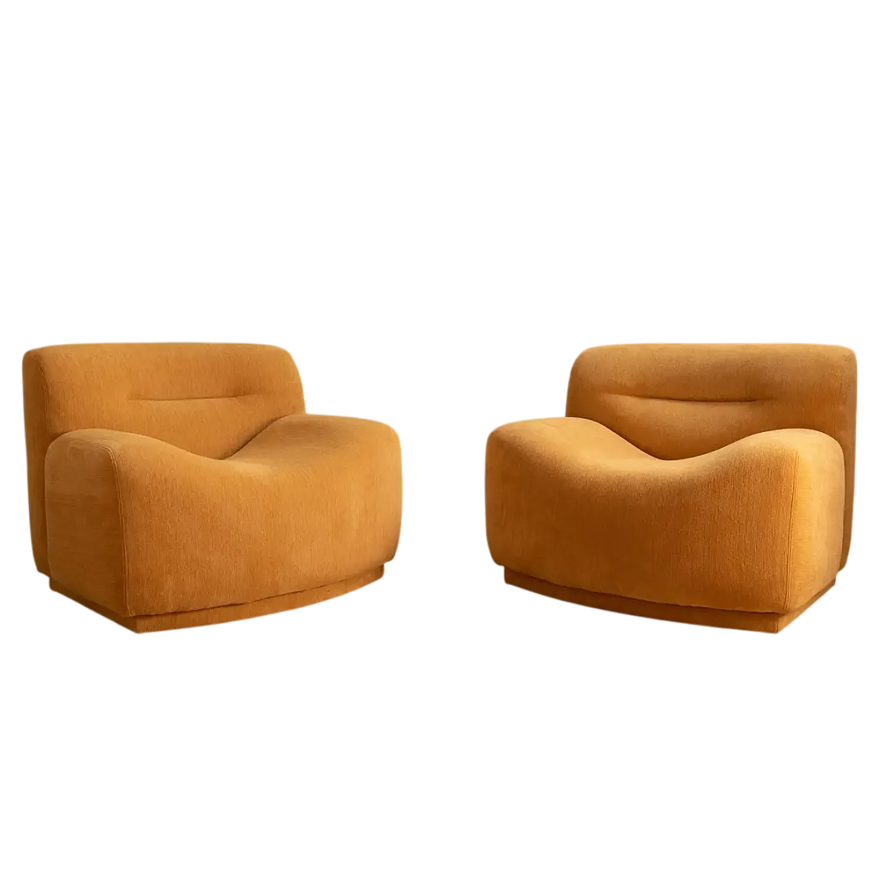 Pair of wavy fabric armchairs, 1970s 11