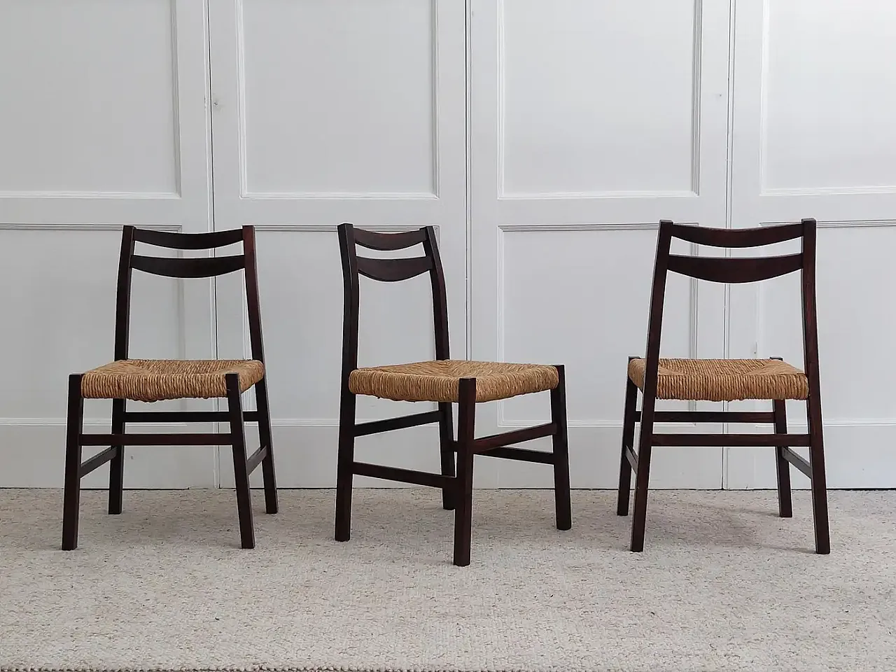 6 chairs in wicker and wood, 1960s 3
