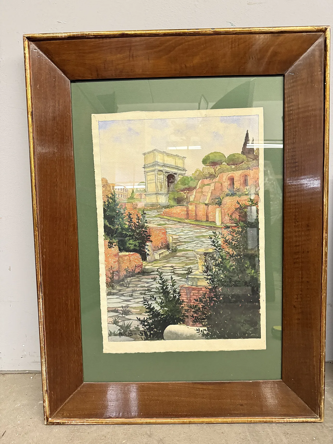 Roma, fori romani, acquerello, '800 1