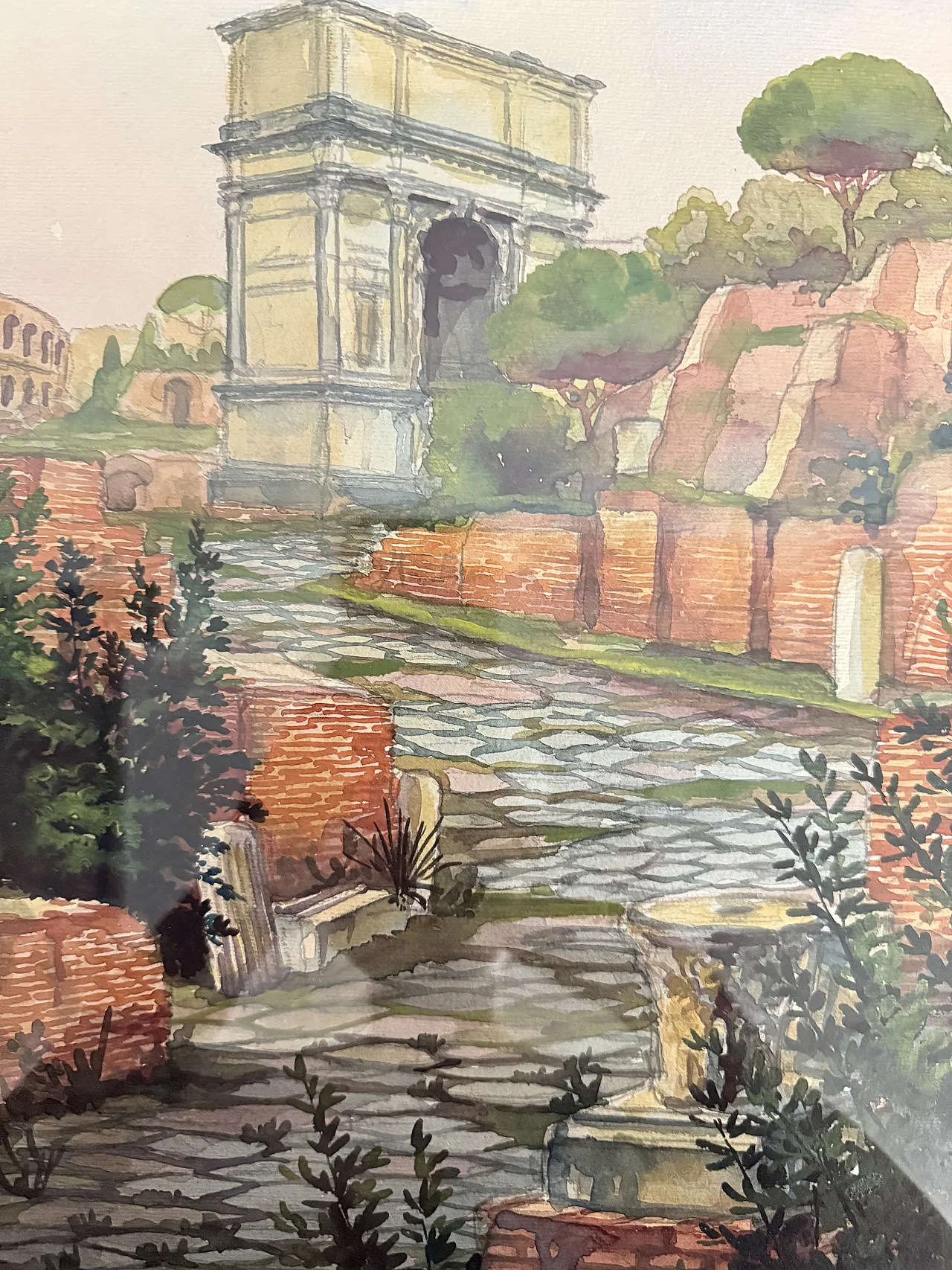 Roma, fori romani, acquerello, '800 3