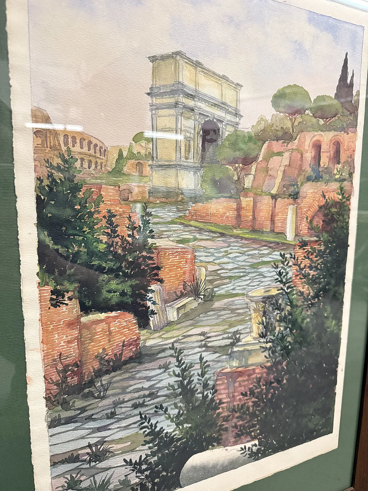 Roma, fori romani, acquerello, '800 5