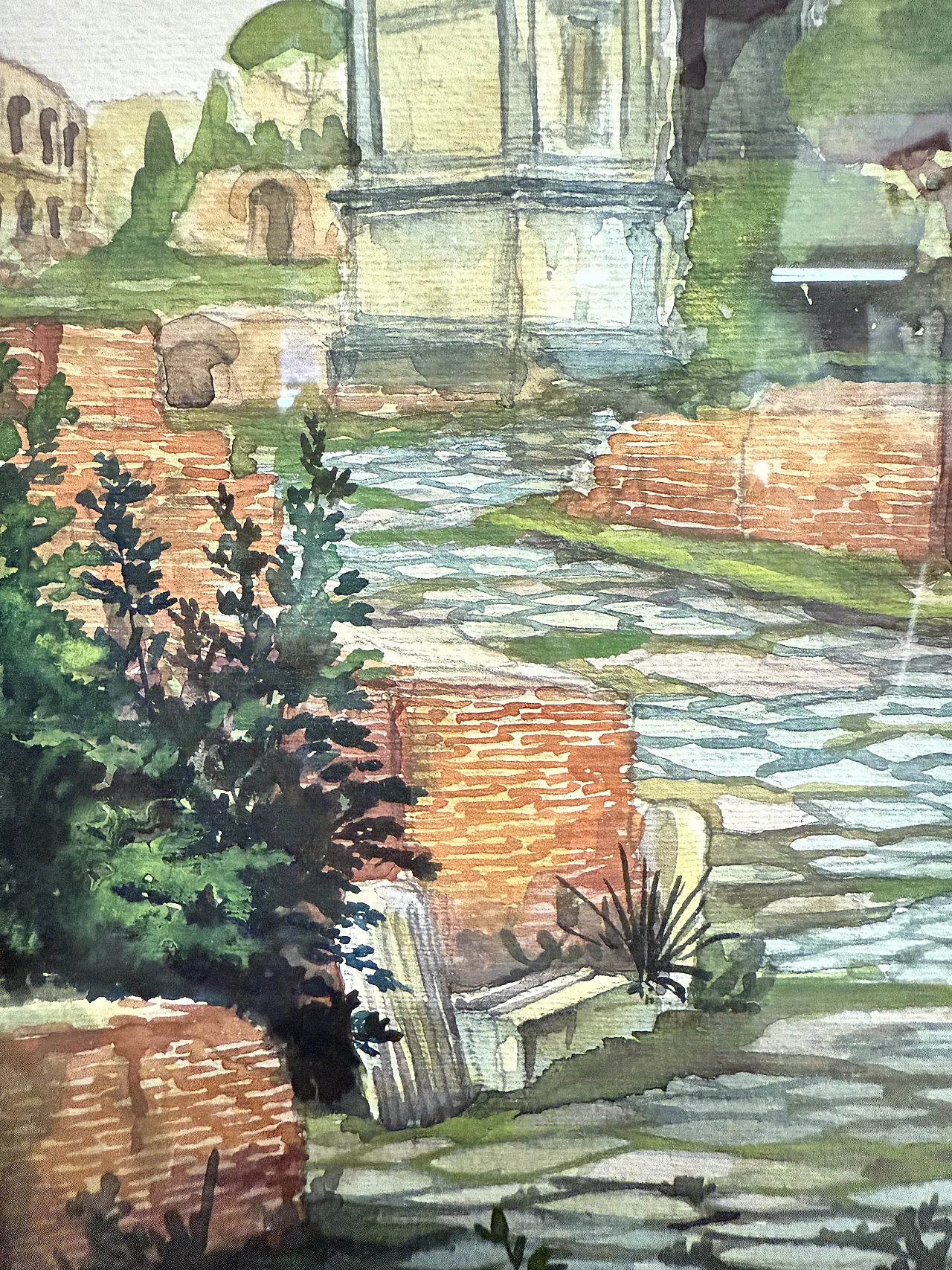 Roma, fori romani, acquerello, '800 6
