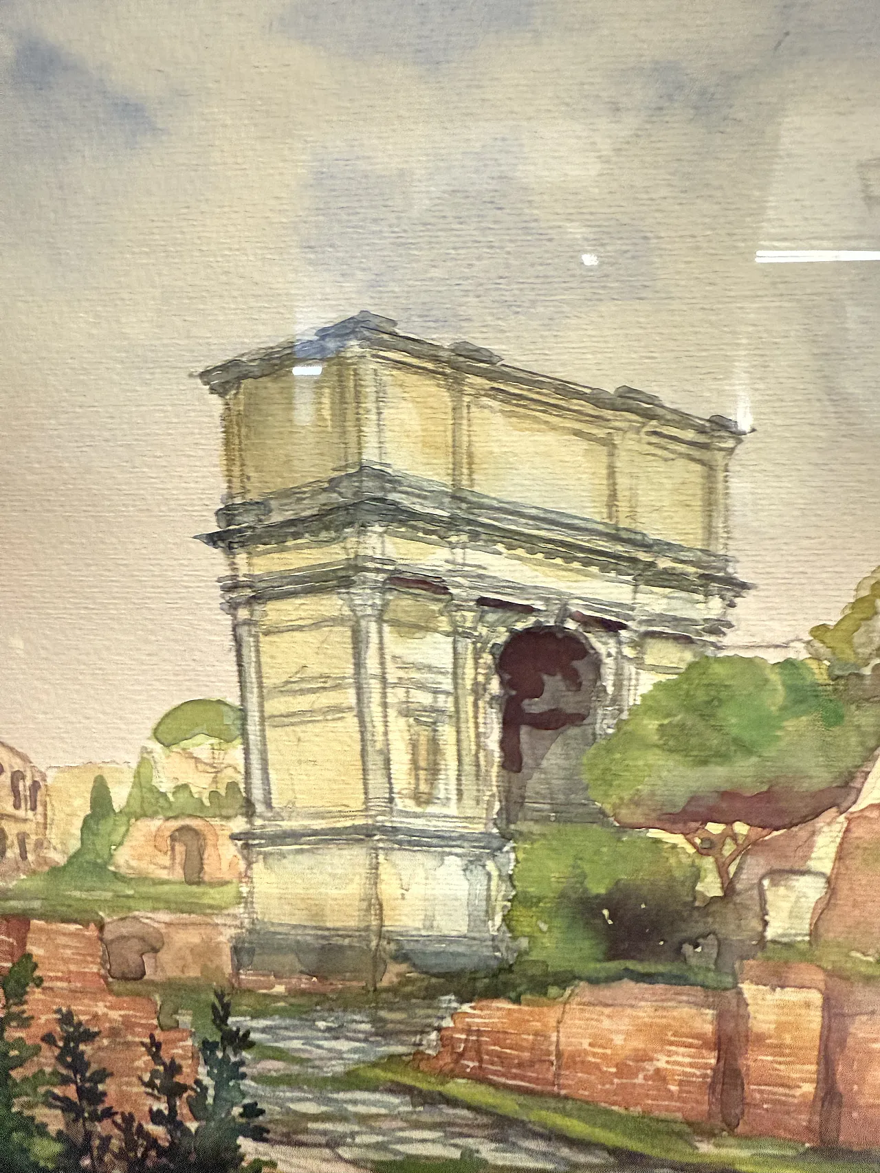 Roma, fori romani, acquerello, '800 8