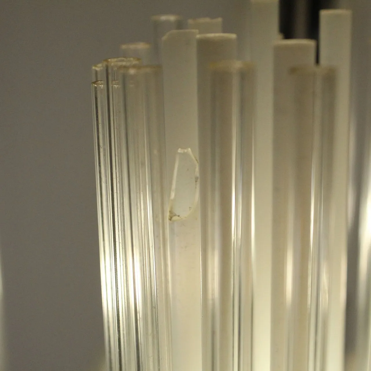 Lampadario con aste in vetro e struttura in acciaio, 1970 17