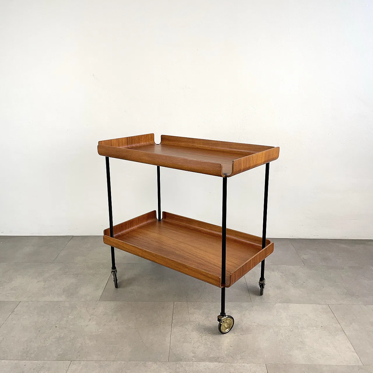 Carrello bar o portavivande in teak restaurato, Italia anni ‘60 3
