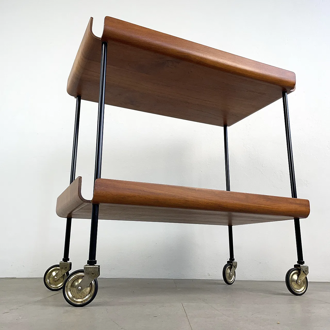 Carrello bar o portavivande in teak restaurato, Italia anni ‘60 7