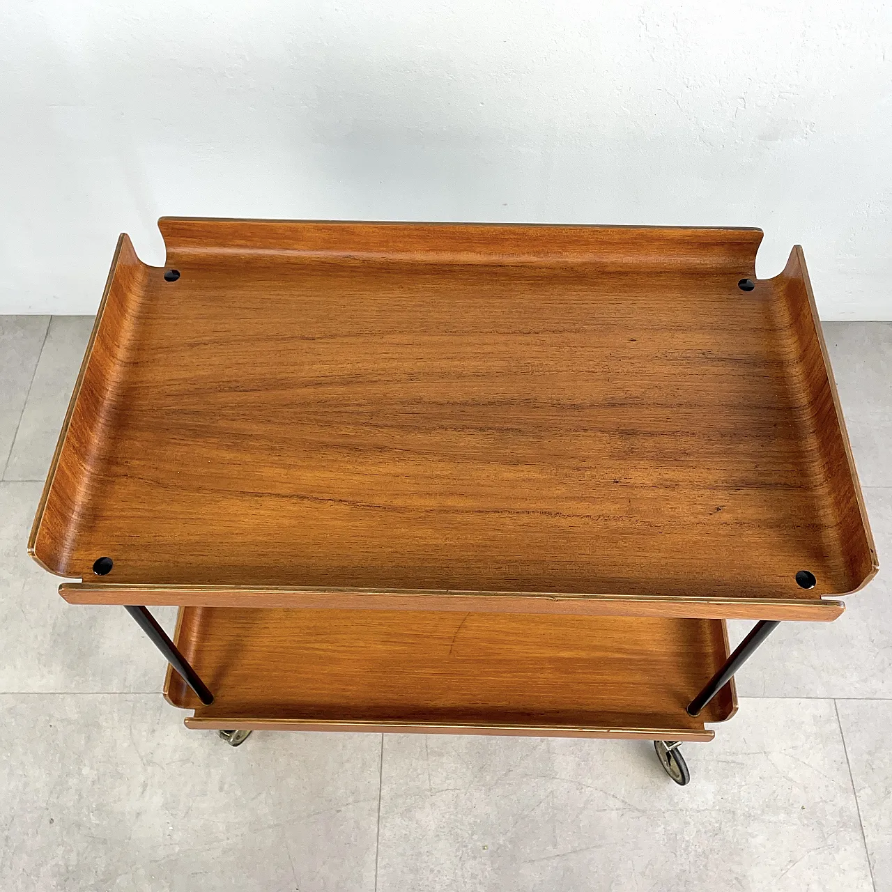 Carrello bar o portavivande in teak restaurato, Italia anni ‘60 8