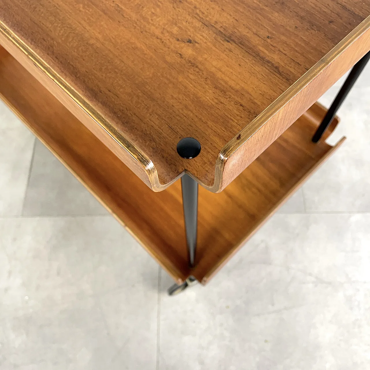 Carrello bar o portavivande in teak restaurato, Italia anni ‘60 10