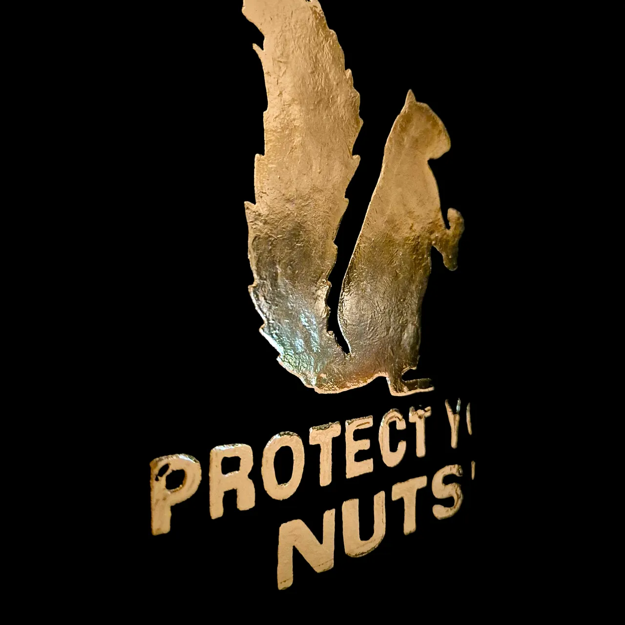 23kt gold artwork Protect your Nuts gilded in frame StreetArt 4