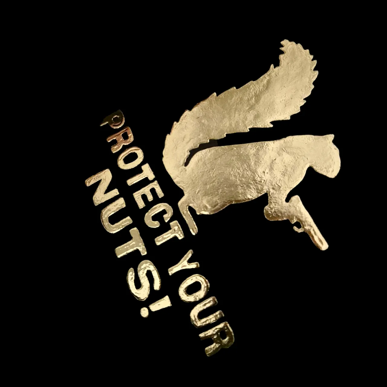 23kt gold artwork Protect your Nuts gilded in frame StreetArt 5