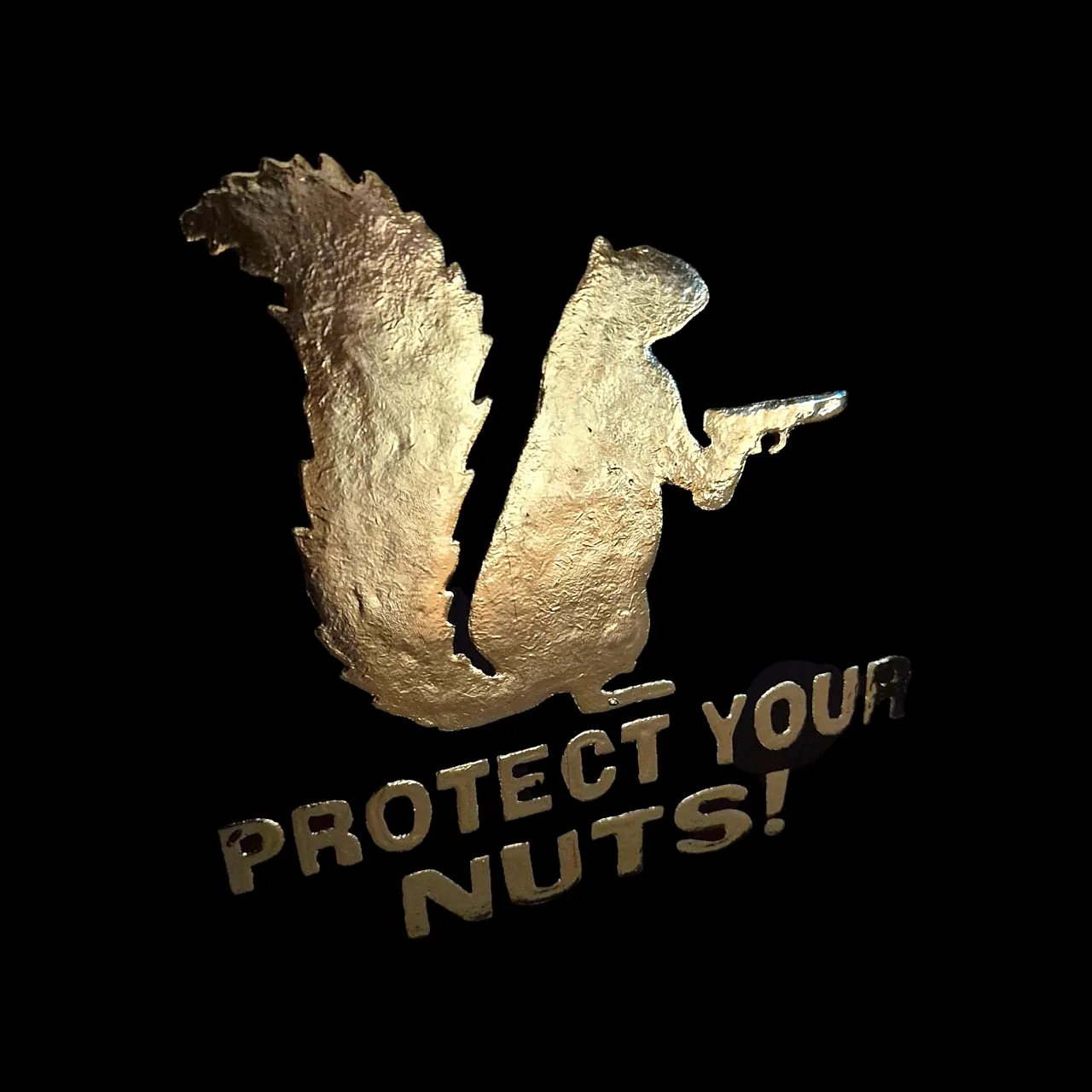 23kt gold artwork Protect your Nuts gilded in frame StreetArt 7