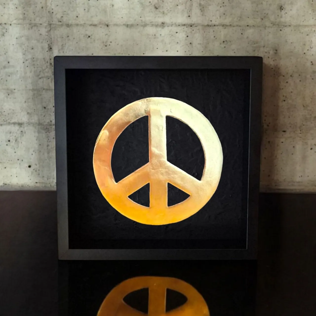 Peace logo 23kt gold gilded in frame limited edition 1
