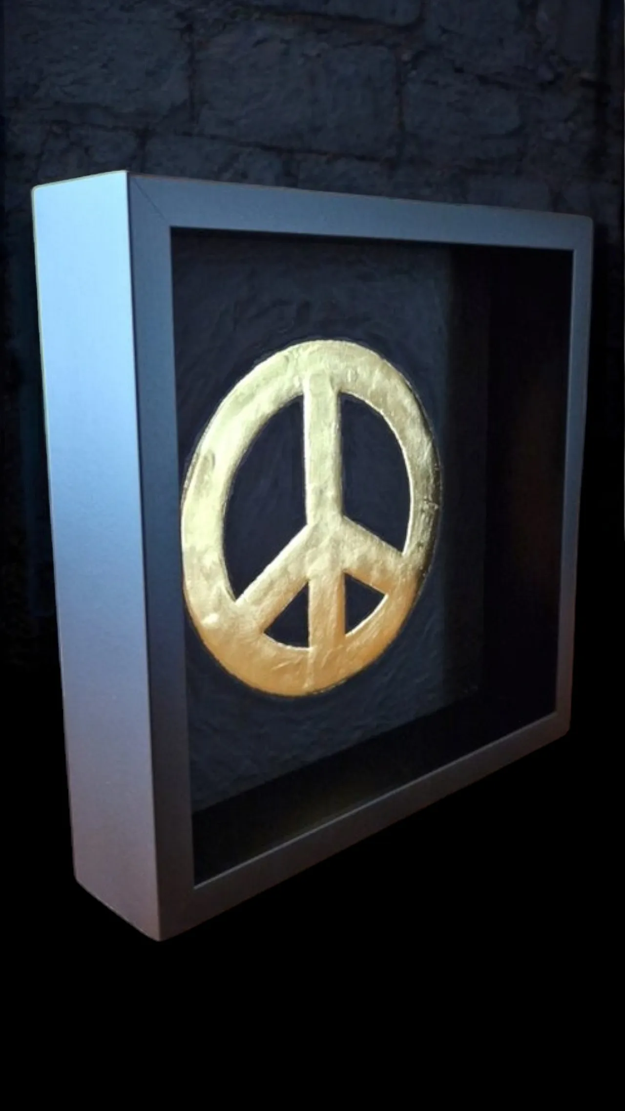 Peace logo 23kt gold gilded in frame limited edition 7