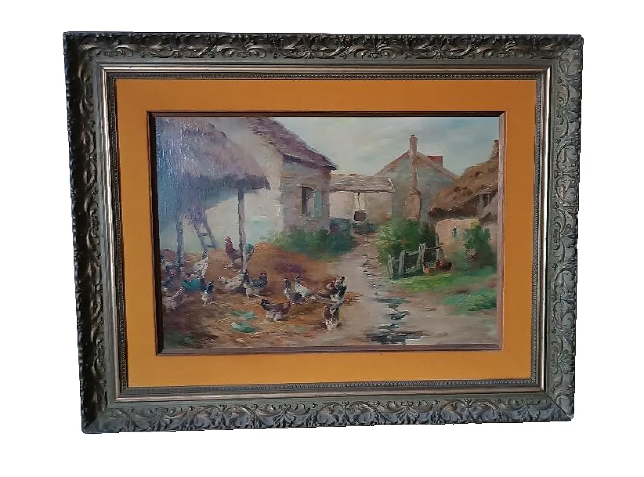 Landscape with Hens by Edmond Van Coppenolle, 19th century 1