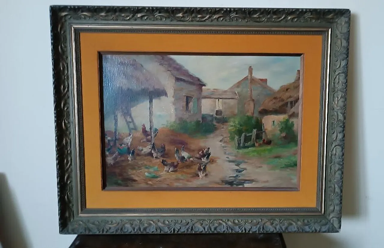 Landscape with Hens by Edmond Van Coppenolle, 19th century 4