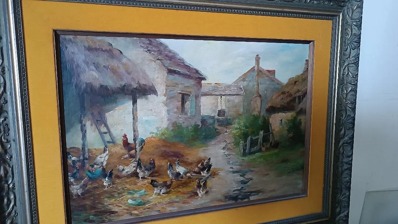 Landscape with Hens by Edmond Van Coppenolle, 19th century 7