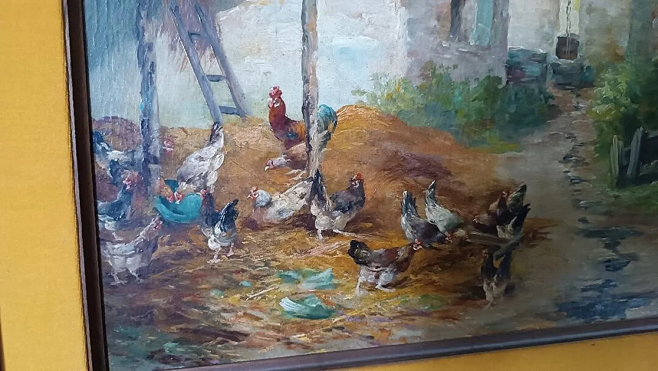 Landscape with Hens by Edmond Van Coppenolle, 19th century 8