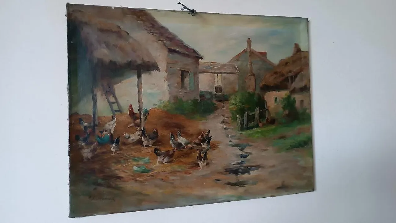 Landscape with Hens by Edmond Van Coppenolle, 19th century 14