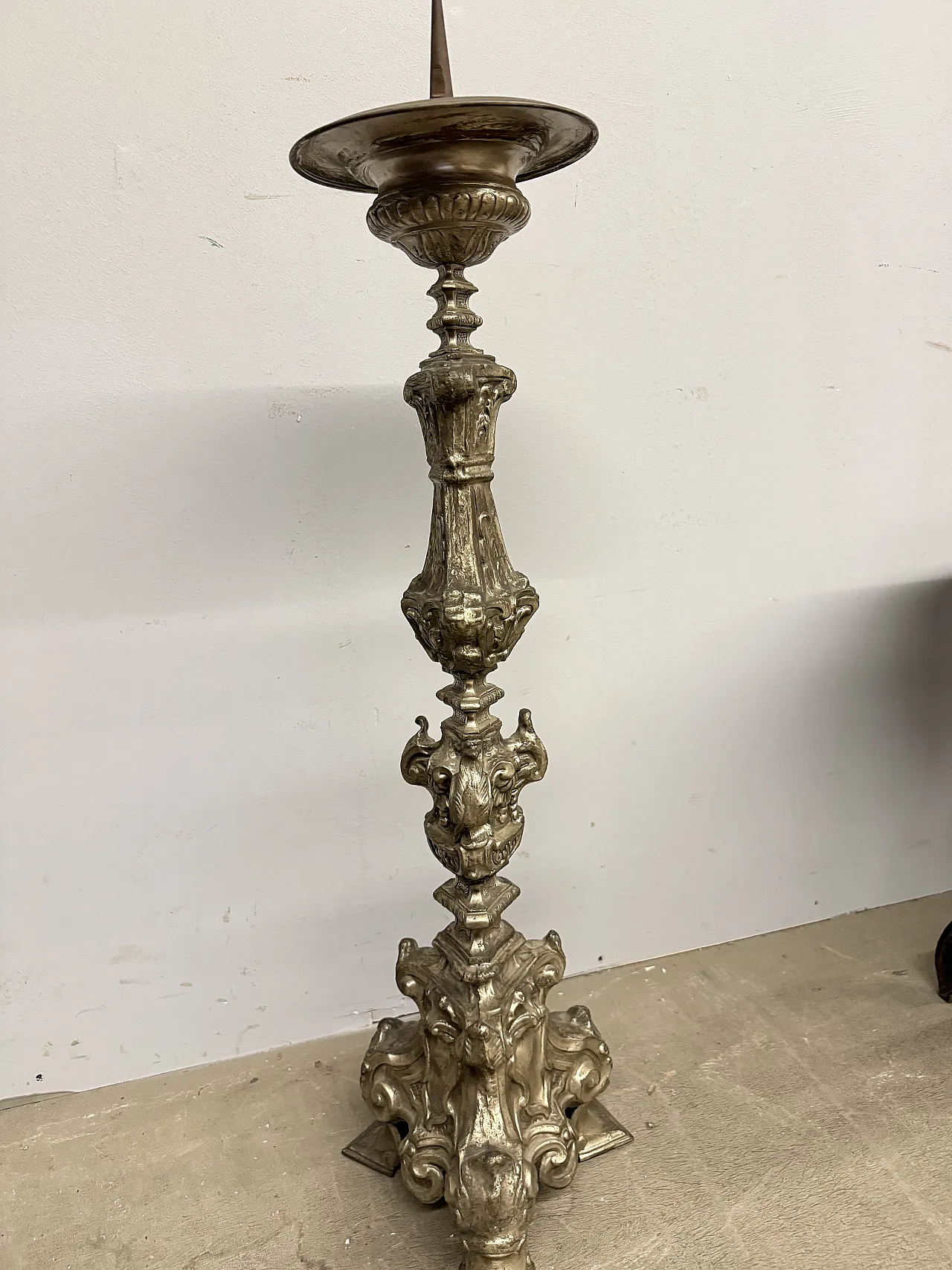 Candleholder in silver metal, 18th century 4