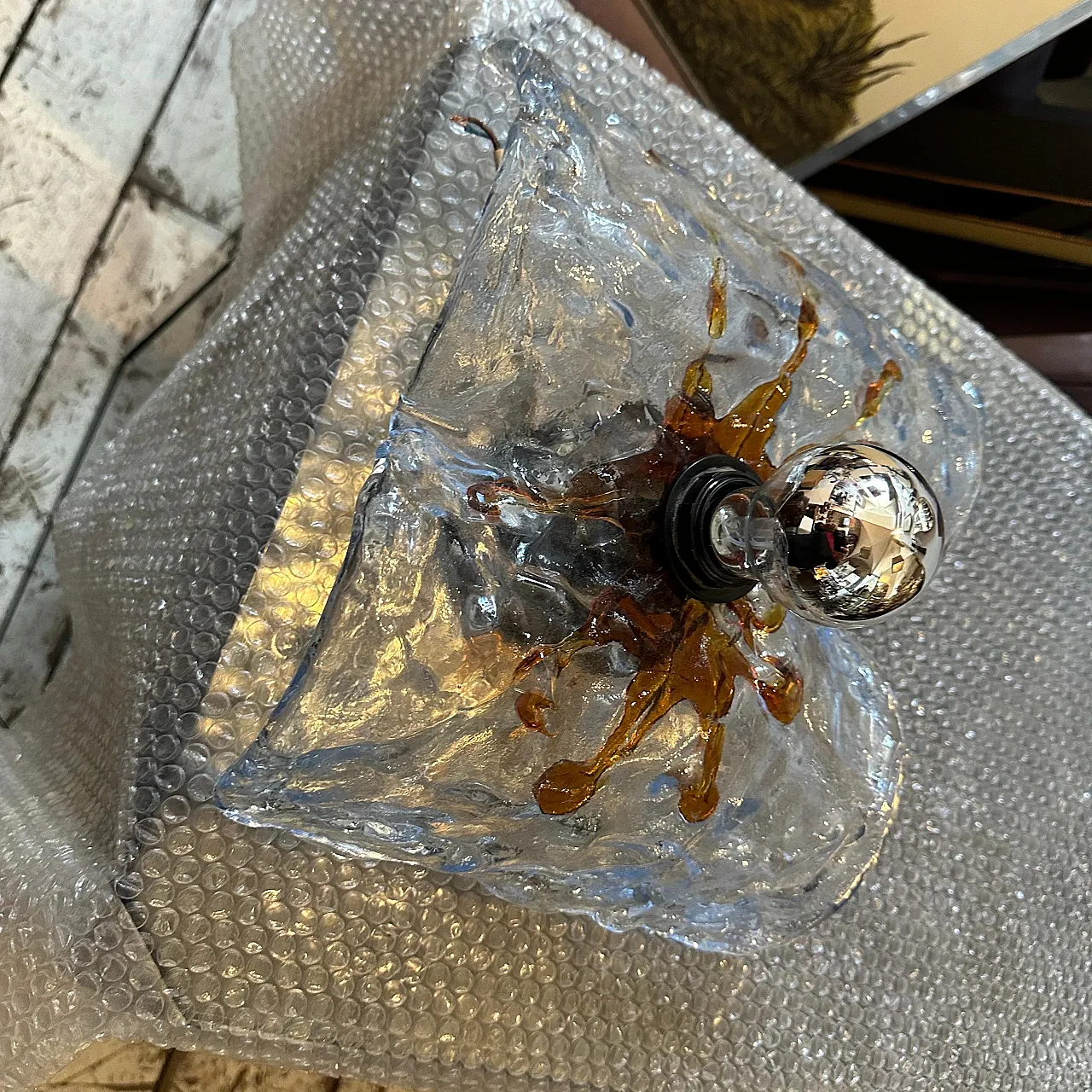 Murano glass wall lamp by Mazzega, 1970s 5