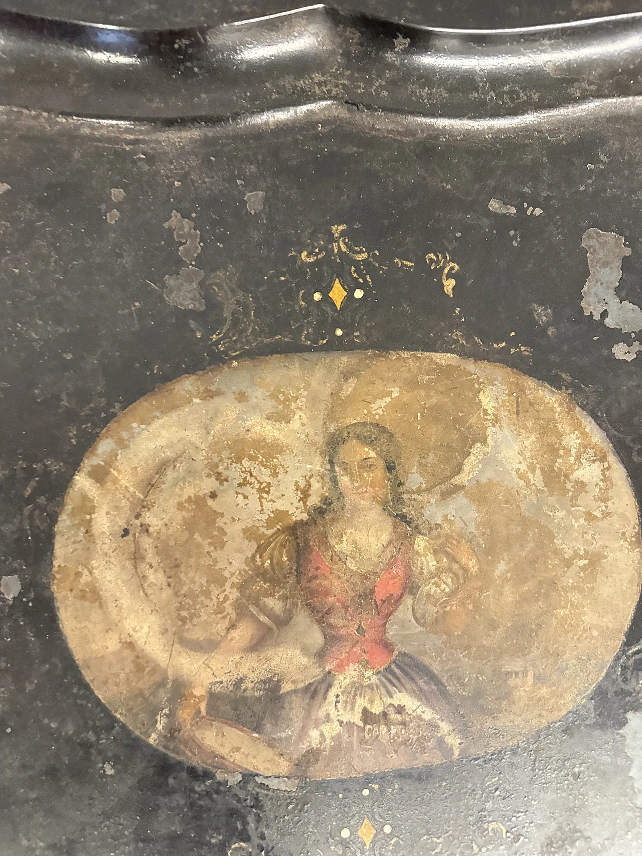 Tavolino base da picnic a vassoio dipinto base in legno, 1850 9