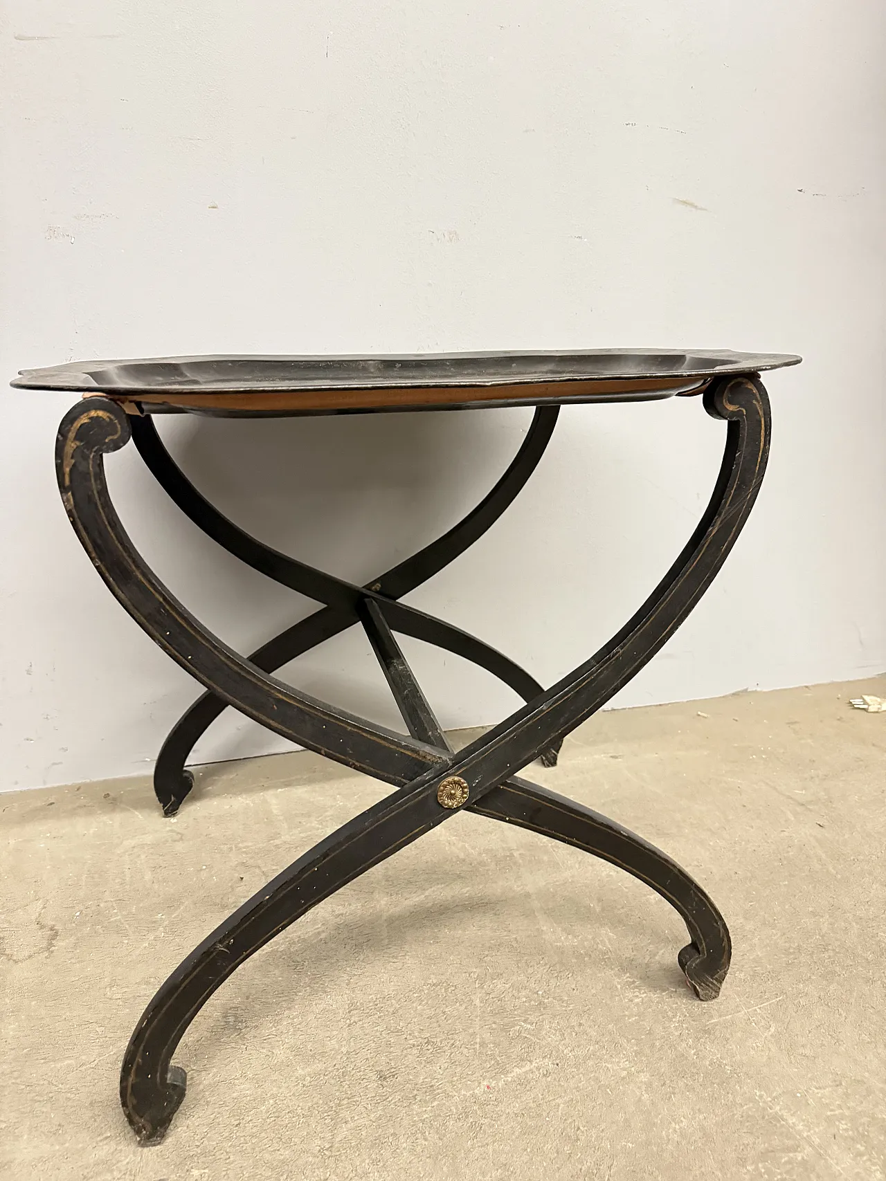 Tavolino base da picnic a vassoio dipinto base in legno, 1850 14