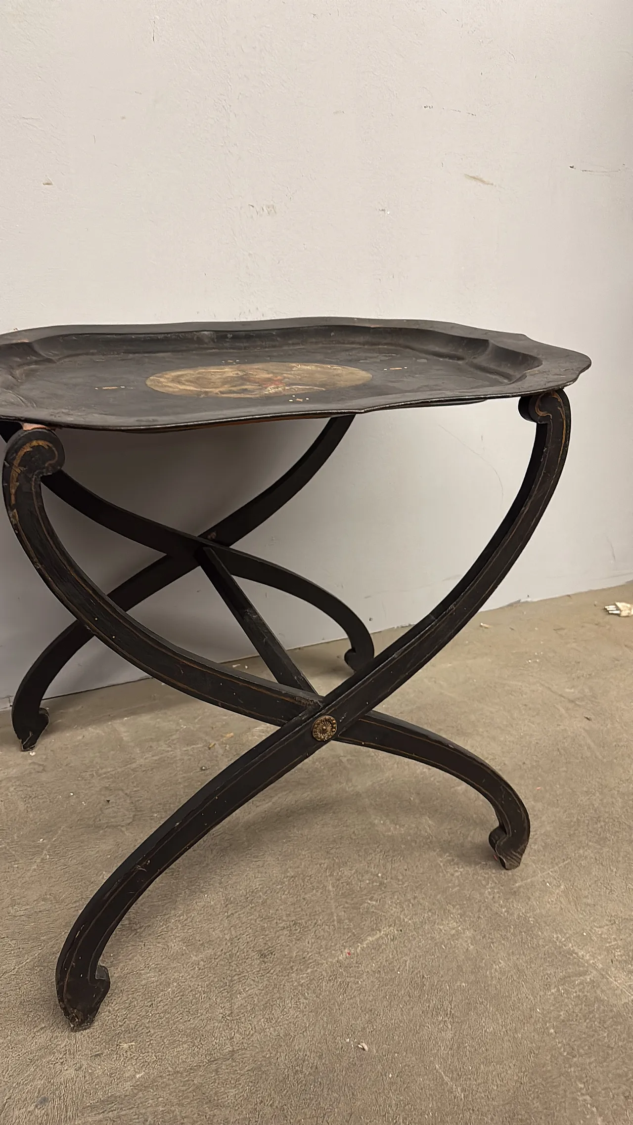 Tavolino base da picnic a vassoio dipinto base in legno, 1850 15