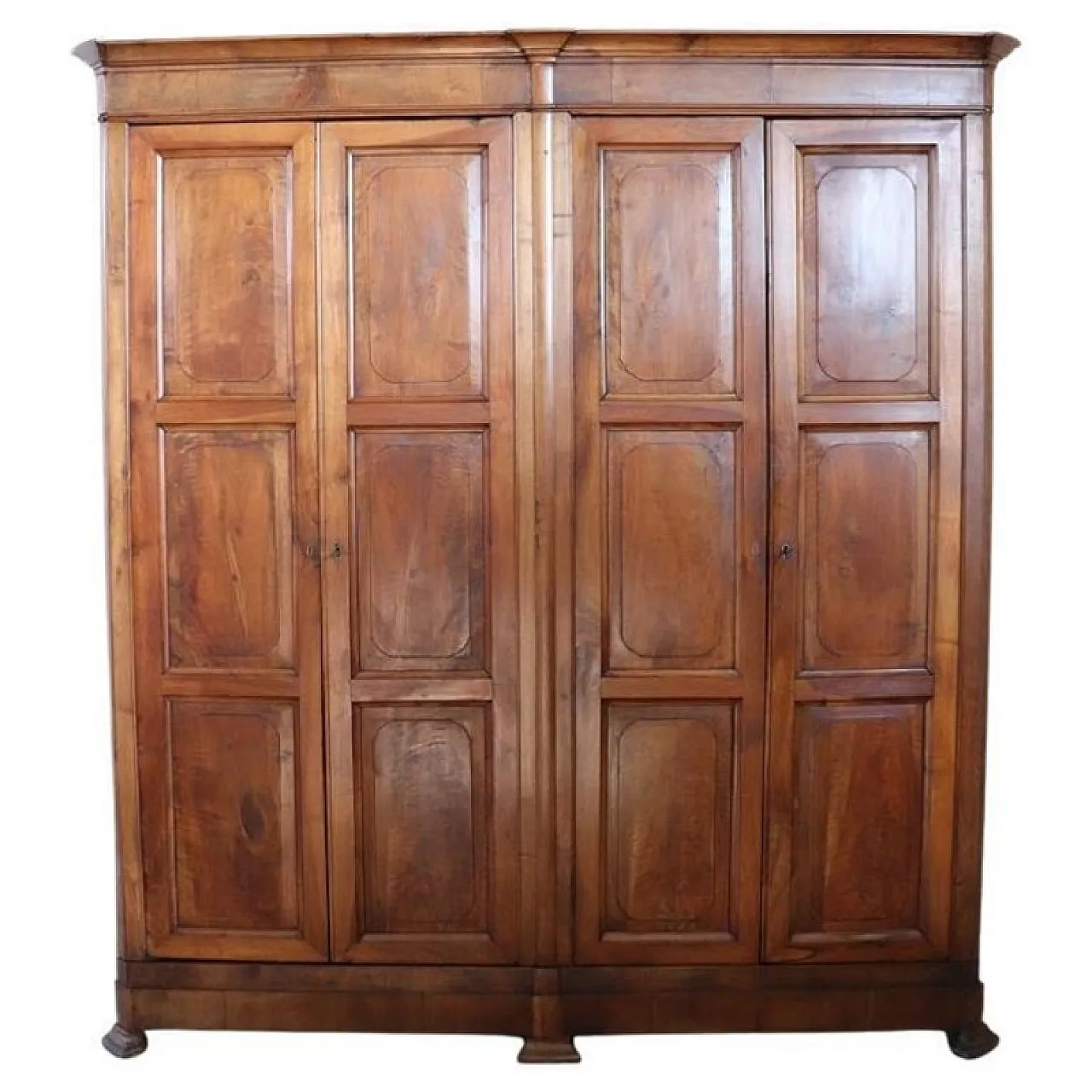 Four-door wardrobe in solid walnut, 19th century 1