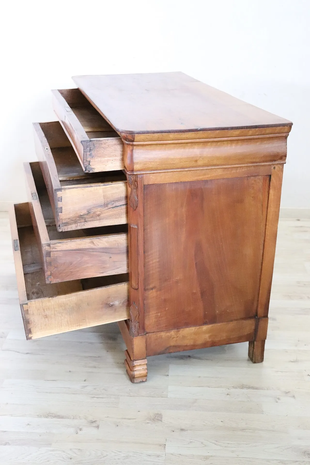 Cassettiera antica in noce massello, '800 6