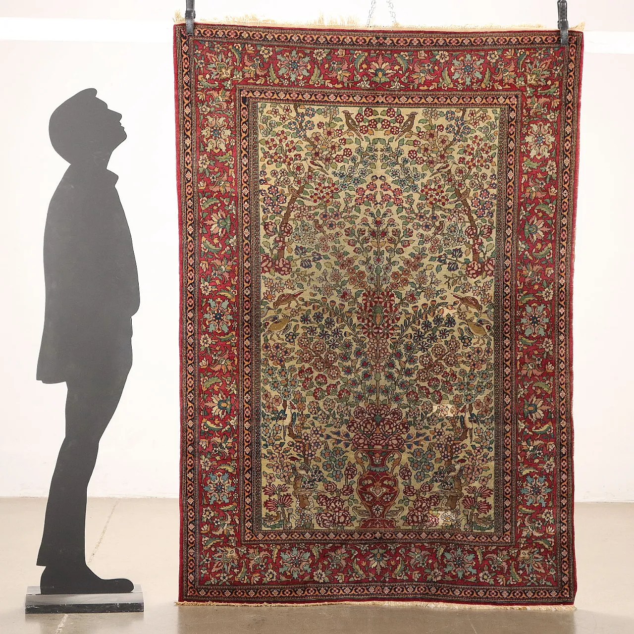 Tappeto Isfahan a nodo extra fine in cotone e lana con motivi floreali 2