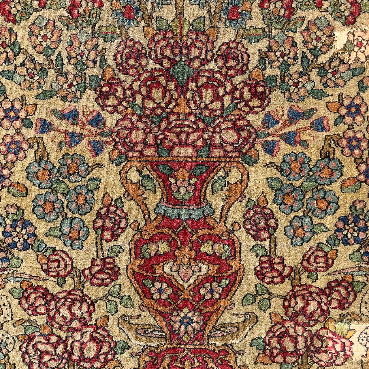 Tappeto Isfahan a nodo extra fine in cotone e lana con motivi floreali 3