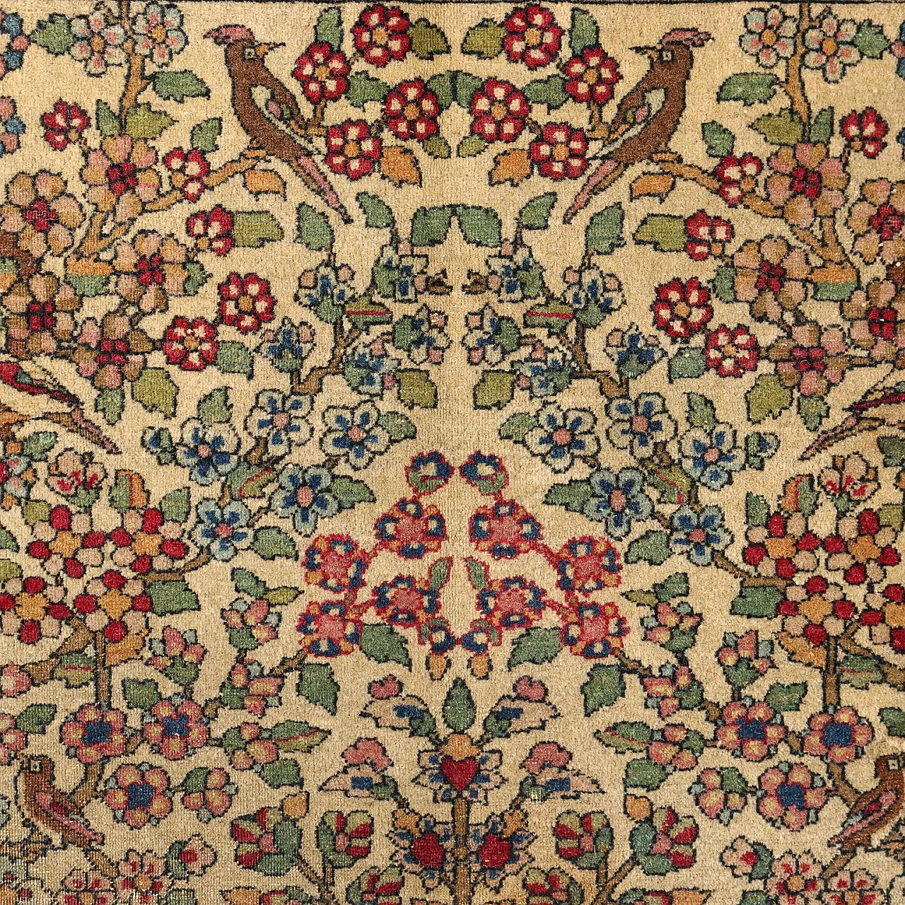 Tappeto Isfahan a nodo extra fine in cotone e lana con motivi floreali 5