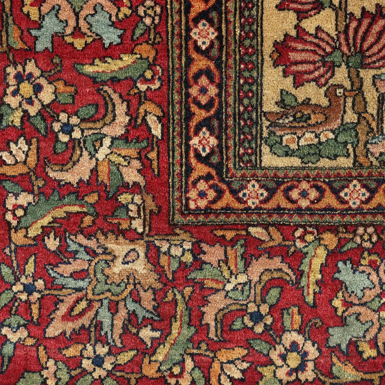 Tappeto Isfahan a nodo extra fine in cotone e lana con motivi floreali 7