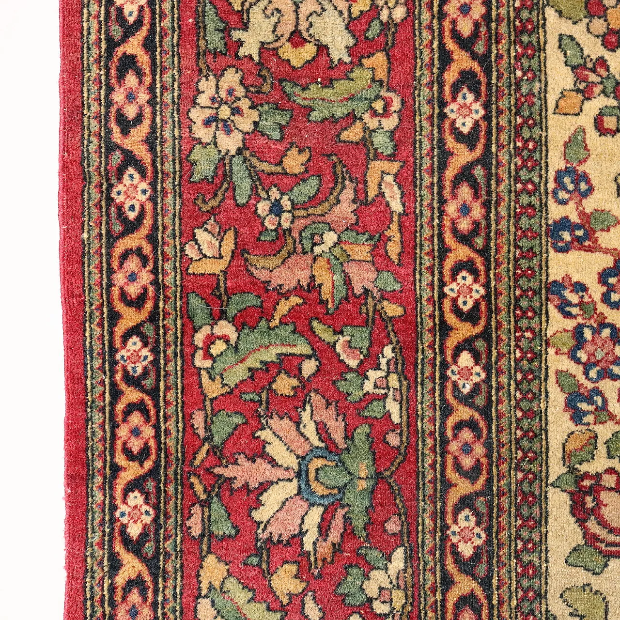Tappeto Isfahan a nodo extra fine in cotone e lana con motivi floreali 8