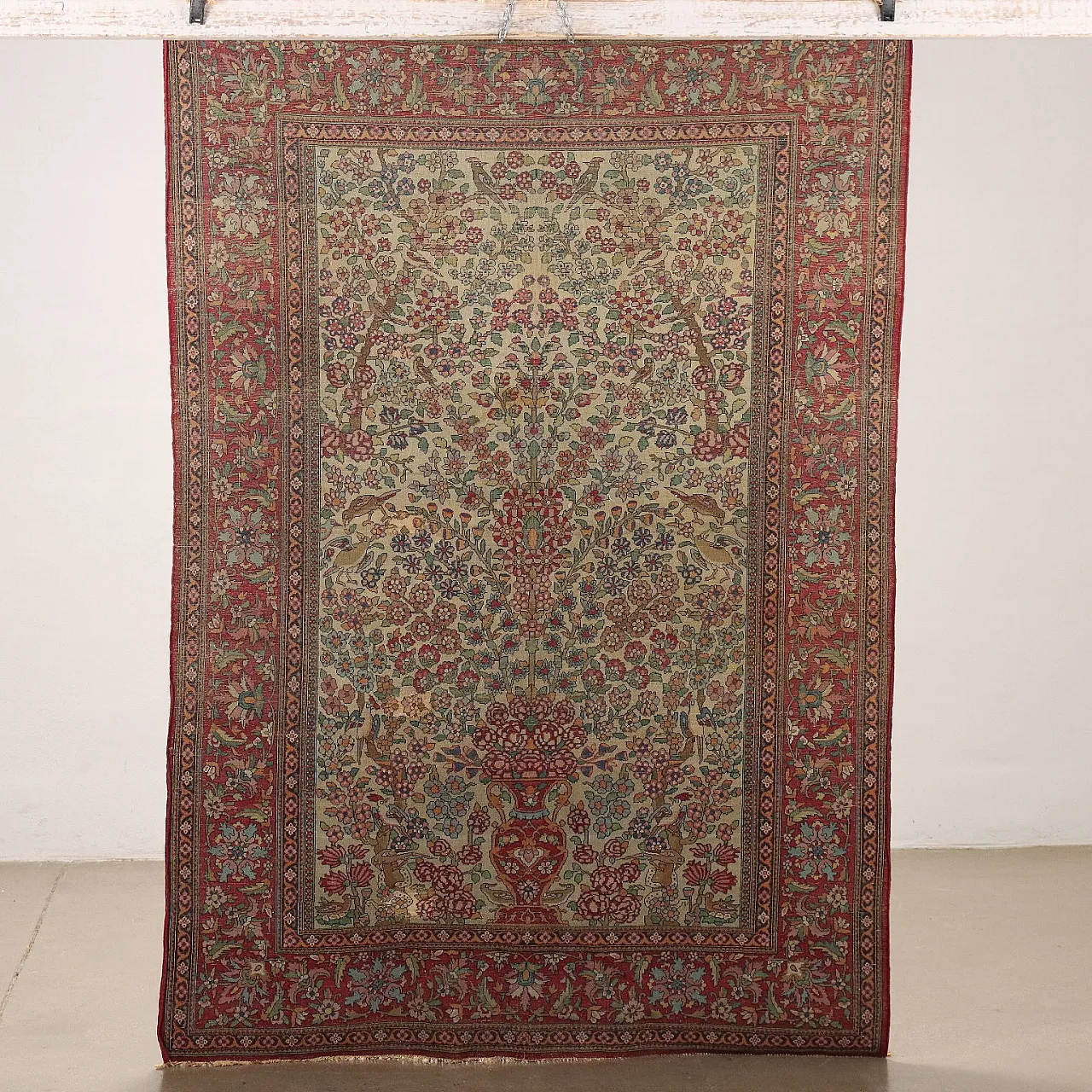 Tappeto Isfahan a nodo extra fine in cotone e lana con motivi floreali 9