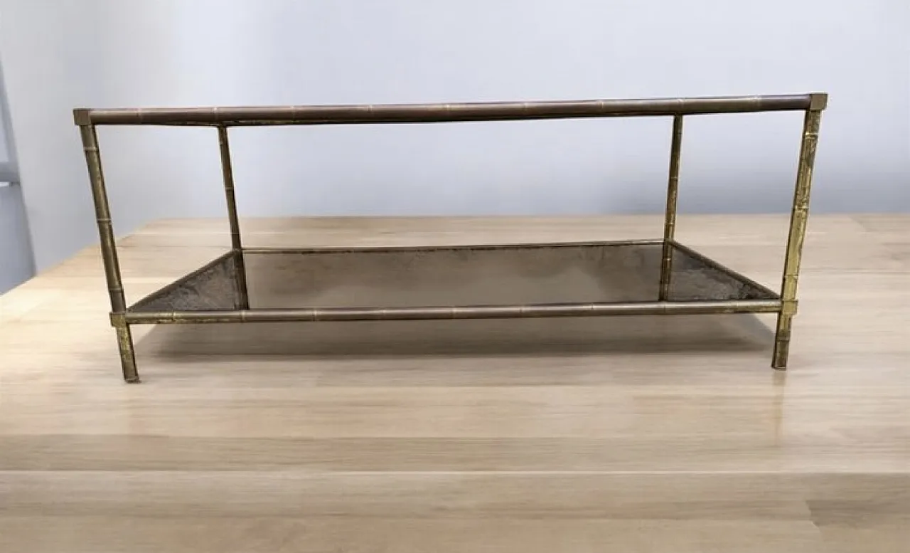 Table fumè glass brass, 70s 2