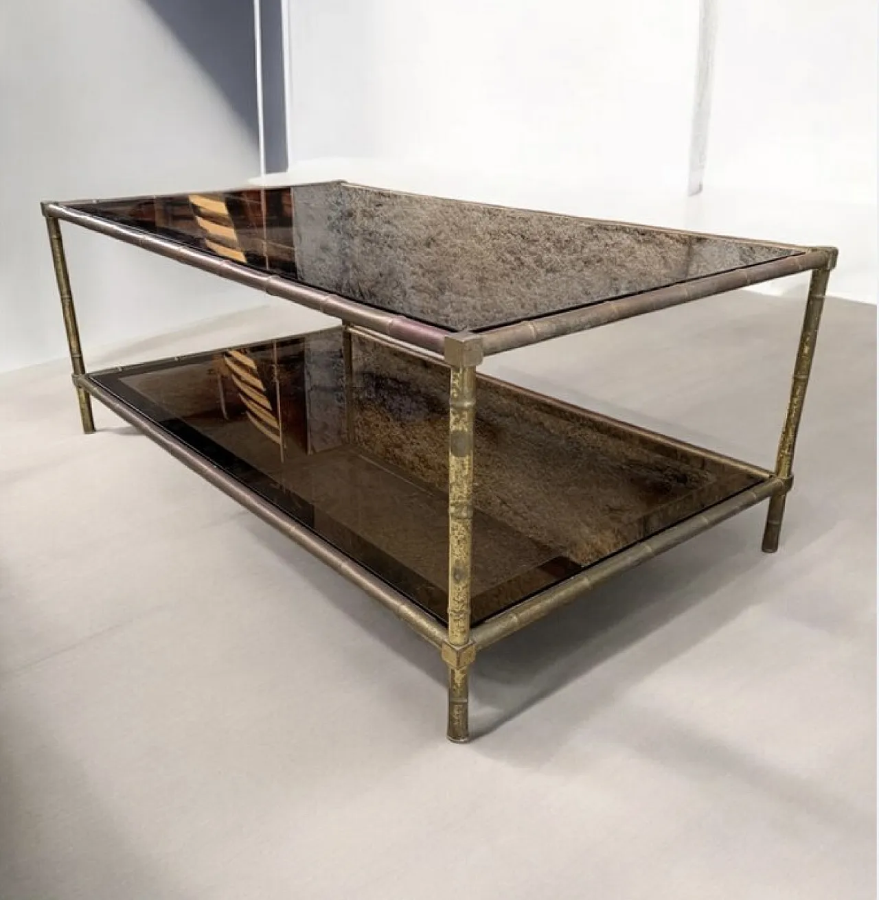 Table fumè glass brass, 70s 3